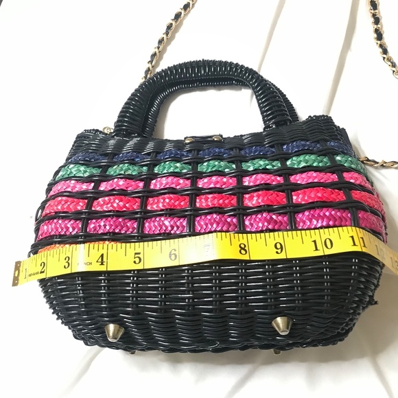 Vintage Woven Mini Top Handle Bag with Gold Chain Strap - Picture 11 of 15